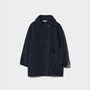 ISO Uniqlo Double Face Half Coat in Navy